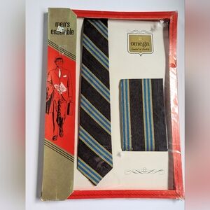 Vintage Skinny Tie Set Omega Men's Ensemble 1968 New In Box Retro Mod Formal
